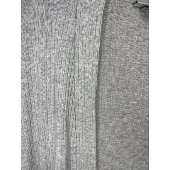 Womens Open Front Cardigan Sweater Light Gray Ribbed Knit Long Sleeve By A New D - Picture 4 of 4
